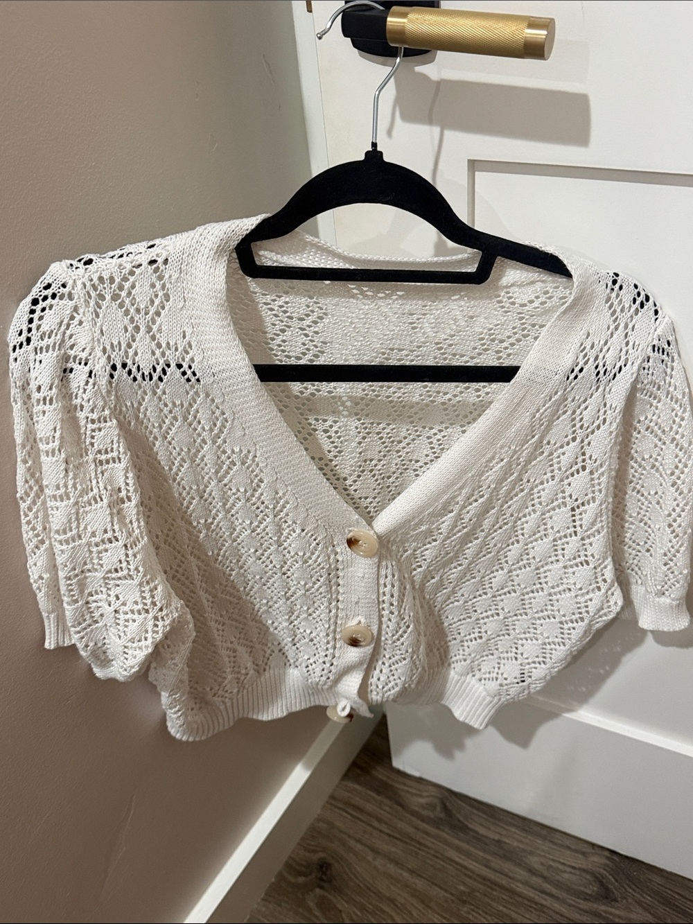 Lightweight Cream Knit Button-Front Women’s Sweater